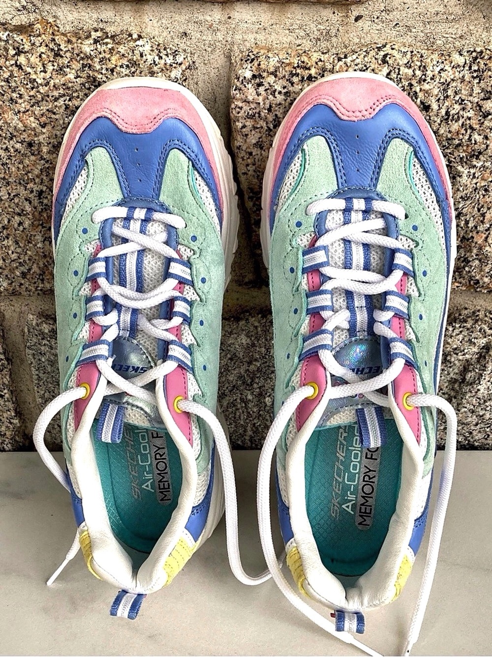 Skechers D'Lites Pastel Multicolor Chunky Sneaker Sneakers Blue, Green & Pink